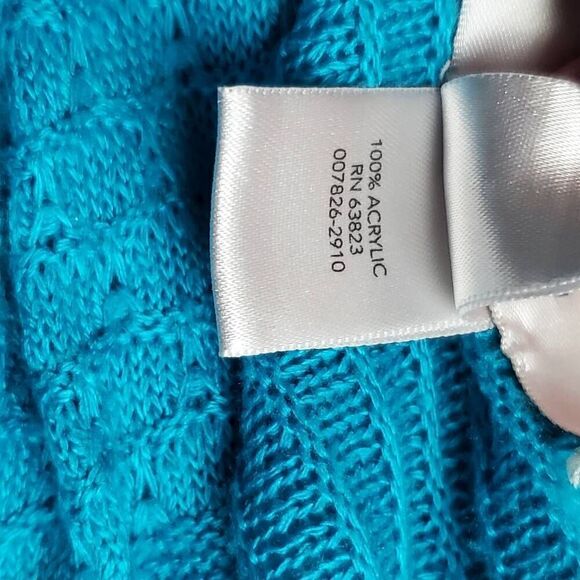 CJ Banks Open Front Cardigan Sweater Blue Textured Knit Lightweight Plus Size 1X - Picture 5 of 6